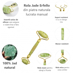 Jade roller Cu Gua Sha ,Rola JAD ,pentru masaj facial si corporal, Tratament Facial