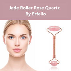 Rose Quartz Roller by ERFELLO pentru masaj facial si corporal, Tratament facial, Rose Quartz