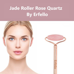 Rose Quartz Roller By Erfello, 4in1 Plus Gua sha, Pentru Masaj Facial si Corporal, Tratament Facial